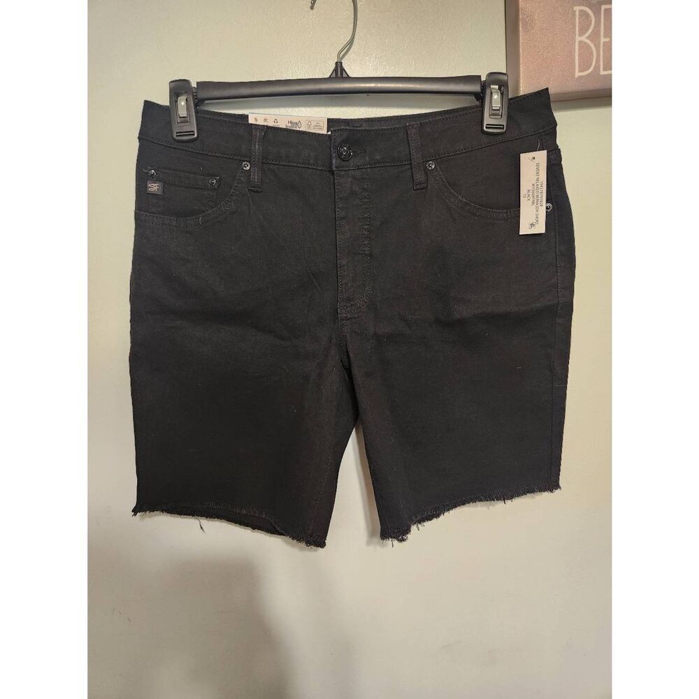 NWT New Seven7 Women's Relaxed Bermuda Shorts Mid Rise 10 Black Denim